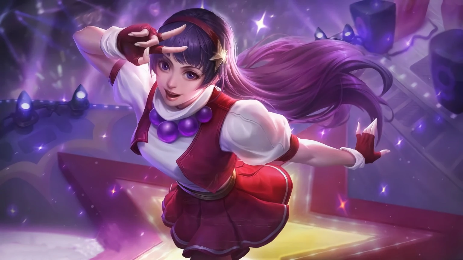 Personagem de Mobile Legends em arte roxa